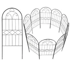 30 In. Rustproof Metal Decorative Garden Fence Animal Barrier Arched Flower Edging Border Fencing Panel 10 Pack