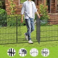 38 In. Height Metal Decorative Garden Fence 12 Panels No Dig Animal Barrier Fencing With Gate Rustproof Wire Border -Dewalt Tools Shop black oyezvary garden fencing 28csa11146 44 1000