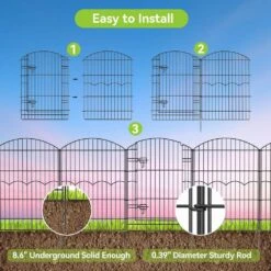 38 In. Height Metal Decorative Garden Fence 12 Panels No Dig Animal Barrier Fencing With Gate Rustproof Wire Border -Dewalt Tools Shop black oyezvary garden fencing 28csa11146 4f 1000