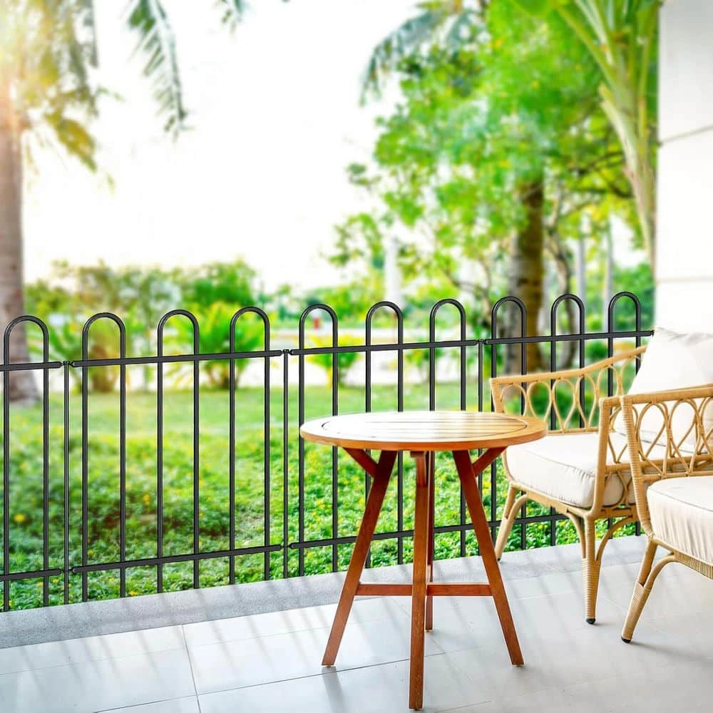 30 In. Metal Garden Fence No Dig Border Yard Fencing Dog Barrier For Flower Bed Lawn And Patio 8 Panels 9 Stakes Black 6 30 In. Metal Garden Fence No Dig Border Yard Fencing Dog Barrier For Flower Bed Lawn And Patio 8 Panels 9 Stakes Black - Image 4