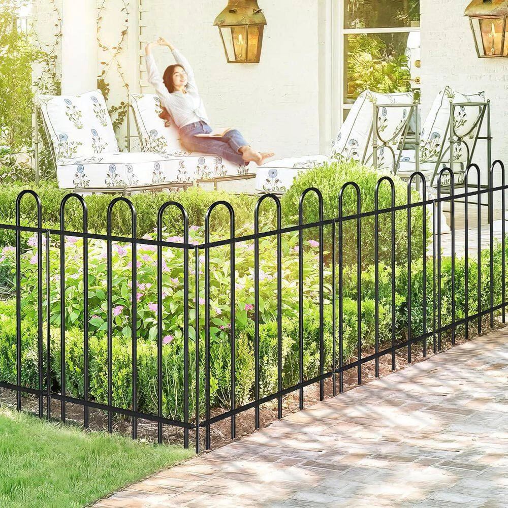 30 In. Metal Garden Fence No Dig Border Yard Fencing Dog Barrier For Flower Bed Lawn And Patio 8 Panels 9 Stakes Black 7 30 In. Metal Garden Fence No Dig Border Yard Fencing Dog Barrier For Flower Bed Lawn And Patio 8 Panels 9 Stakes Black - Image 5