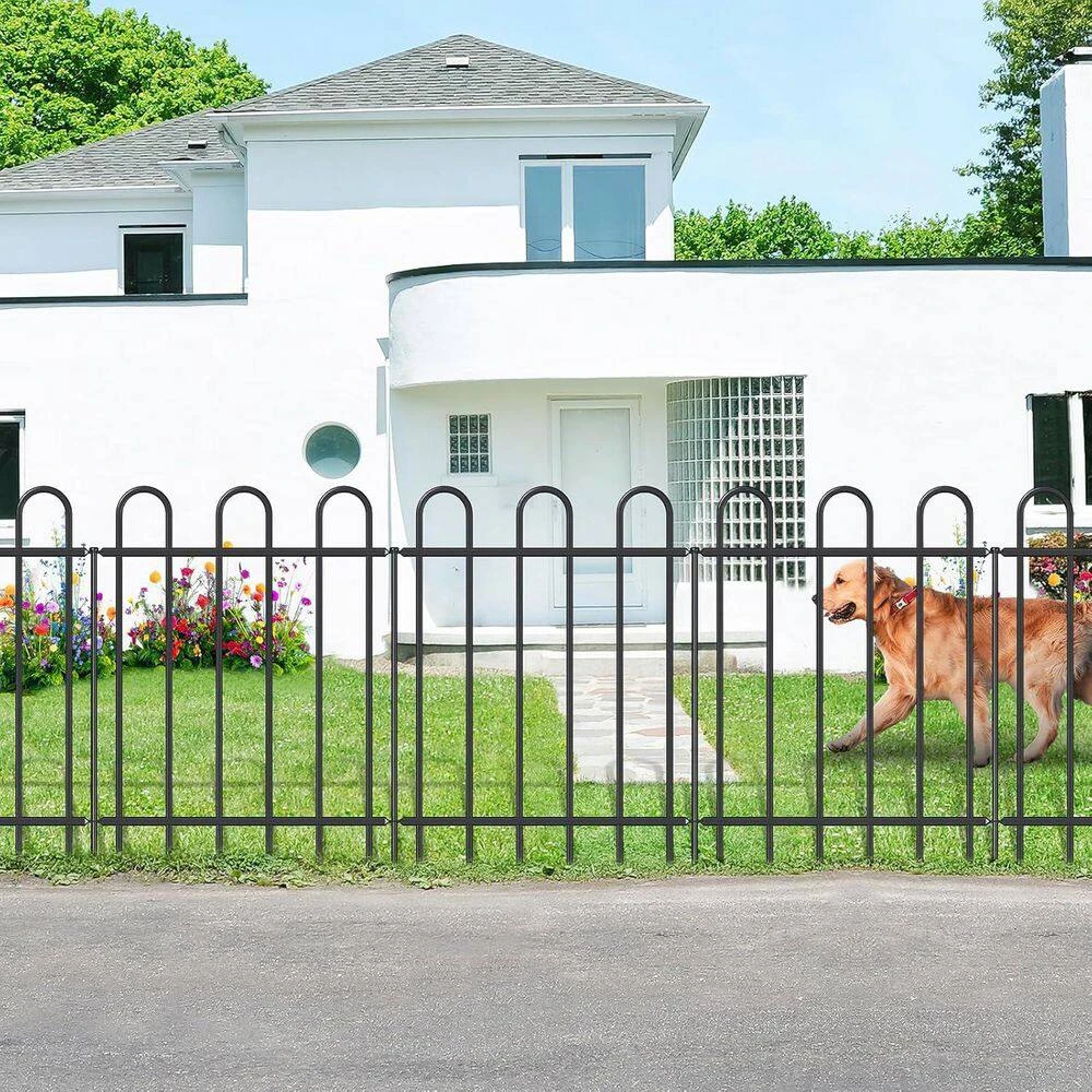 30 In. Metal Garden Fence No Dig Border Yard Fencing Dog Barrier For Flower Bed Lawn And Patio 8 Panels 9 Stakes Black 9 30 In. Metal Garden Fence No Dig Border Yard Fencing Dog Barrier For Flower Bed Lawn And Patio 8 Panels 9 Stakes Black - Image 7