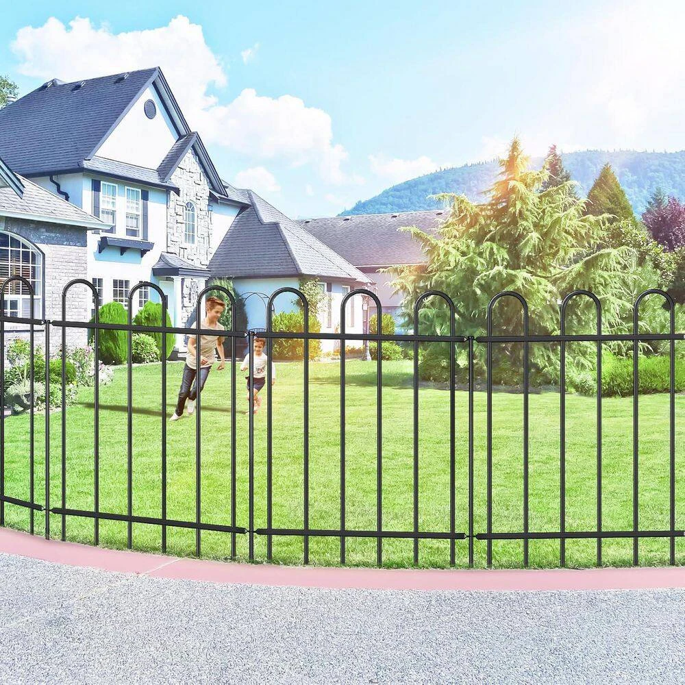 30 In. Metal Garden Fence No Dig Border Yard Fencing Dog Barrier For Flower Bed Lawn And Patio 8 Panels 9 Stakes Black 4 30 In. Metal Garden Fence No Dig Border Yard Fencing Dog Barrier For Flower Bed Lawn And Patio 8 Panels 9 Stakes Black - Image 2