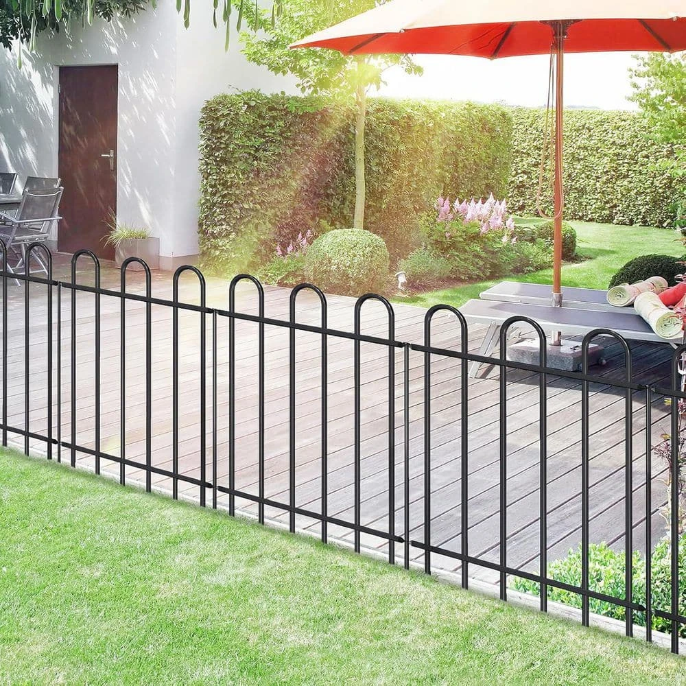30 In. Metal Garden Fence No Dig Border Yard Fencing Dog Barrier For Flower Bed Lawn And Patio 8 Panels 9 Stakes Black 8 30 In. Metal Garden Fence No Dig Border Yard Fencing Dog Barrier For Flower Bed Lawn And Patio 8 Panels 9 Stakes Black - Image 6