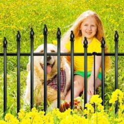 32 In. Metal Garden Fence Rustproof Animal Barrier No Dig Decorative Fencing For Dogs Pet Yard Patio Easy Installation -Dewalt Tools Shop black oyezvary garden fencing 28csa11189 1f 1000