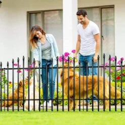 32 In. Metal Garden Fence Rustproof Animal Barrier No Dig Decorative Fencing For Dogs Pet Yard Patio Easy Installation -Dewalt Tools Shop black oyezvary garden fencing 28csa11189 4f 1000