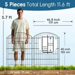 40 Inch Metal Garden Fence No Dig Rustproof Animal Barrier Fencing For Dogs Rabbits Yard Patio 5 Panels 11.6 Ft. -Dewalt Tools Shop black oyezvary garden fencing 28csa11232 44 1000