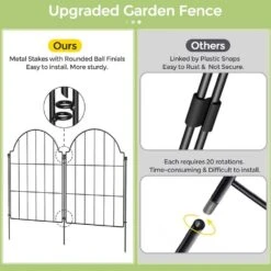 21 In. Rustproof Metal Garden Fence Animal Barrier For Dogs And Rabbits, Arched Fencing For Yard And Garden Beds -Dewalt Tools Shop black oyezvary garden fencing 28csa11253 1f 1000