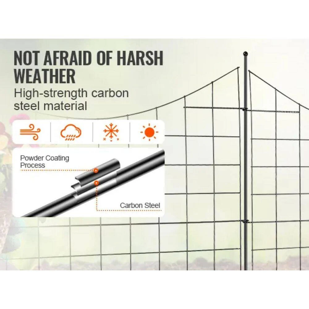 12ft. L X 36.6in. H Garden Fence, Animal Barrier, Underground Decorative Garden Fencing With 2.5in. Spike Spacing, Black 5 12ft. L X 36.6in. H Garden Fence, Animal Barrier, Underground Decorative Garden Fencing With 2.5in. Spike Spacing, Black - Image 3