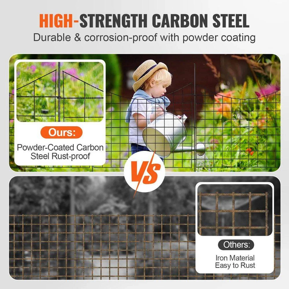 12ft. L X 36.6in. H Garden Fence, Animal Barrier, Underground Decorative Garden Fencing With 2.5in. Spike Spacing, Black 9 12ft. L X 36.6in. H Garden Fence, Animal Barrier, Underground Decorative Garden Fencing With 2.5in. Spike Spacing, Black - Image 7