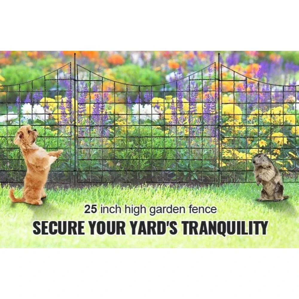 12ft. L X 36.6in. H Garden Fence, Animal Barrier, Underground Decorative Garden Fencing With 2.5in. Spike Spacing, Black 12 12ft. L X 36.6in. H Garden Fence, Animal Barrier, Underground Decorative Garden Fencing With 2.5in. Spike Spacing, Black - Image 10