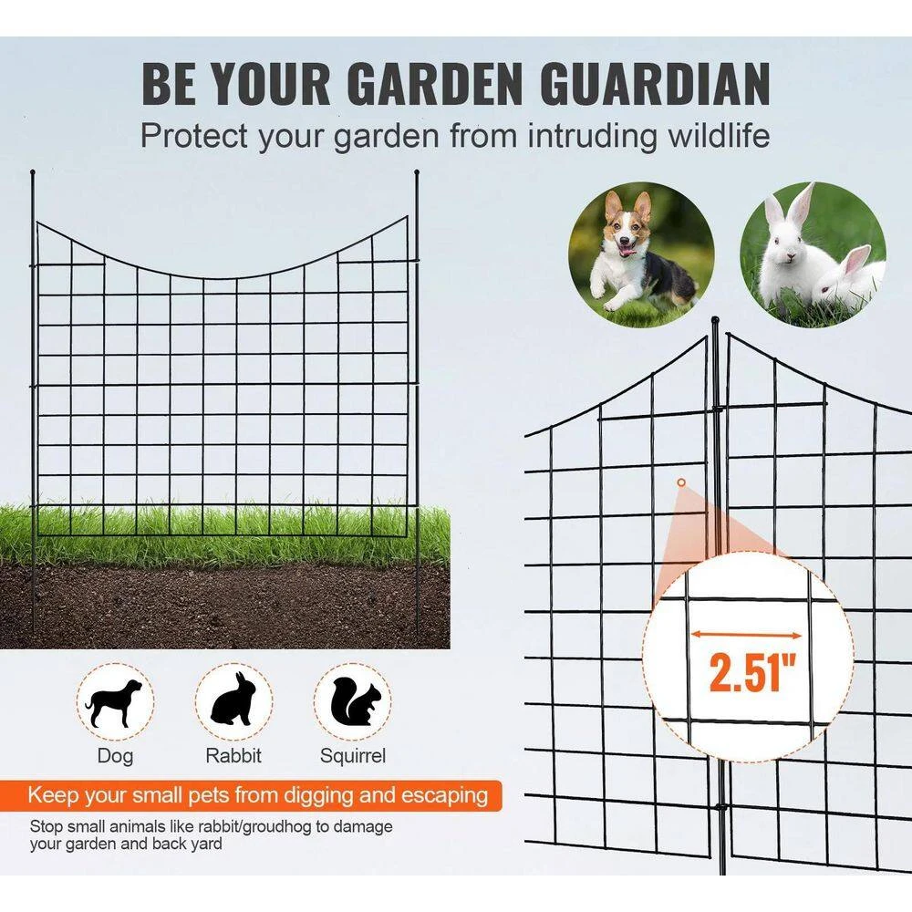 12ft. L X 36.6in. H Garden Fence, Animal Barrier, Underground Decorative Garden Fencing With 2.5in. Spike Spacing, Black 7 12ft. L X 36.6in. H Garden Fence, Animal Barrier, Underground Decorative Garden Fencing With 2.5in. Spike Spacing, Black - Image 5