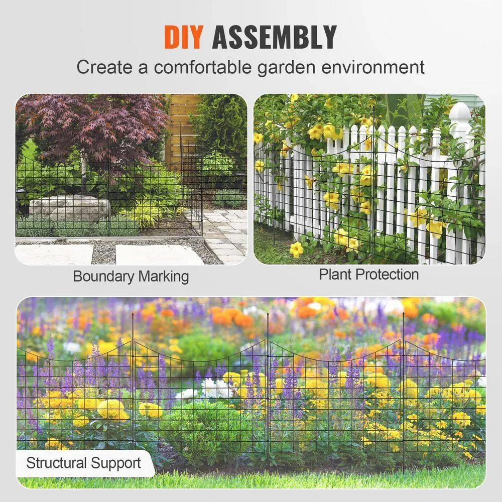 12ft. L X 36.6in. H Garden Fence, Animal Barrier, Underground Decorative Garden Fencing With 2.5in. Spike Spacing, Black 11 12ft. L X 36.6in. H Garden Fence, Animal Barrier, Underground Decorative Garden Fencing With 2.5in. Spike Spacing, Black - Image 9