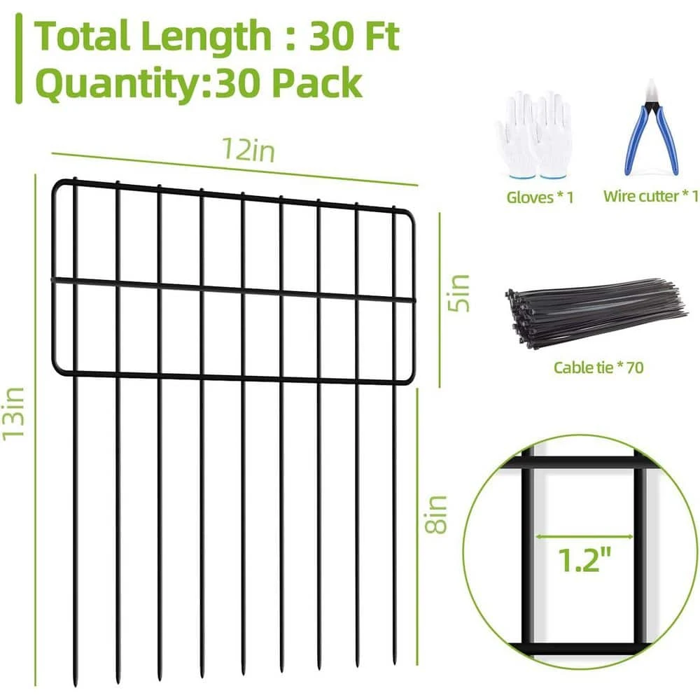 13 In. Metal Garden Fence 30-Panels No Dig Animal Barrier Rabbit Fencing 4 13 In. Metal Garden Fence 30-Panels No Dig Animal Barrier Rabbit Fencing - Image 2