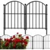 10 Panels 21 In. H No Dig Decorative Garden Fence With Gate Animal Barrier Fencing Rustproof Metal Wire Panel Border