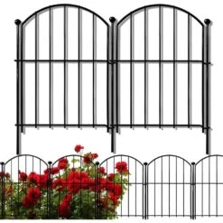 10 Panels 21 In. H No Dig Decorative Garden Fence With Gate Animal Barrier Fencing Rustproof Metal Wire Panel Border