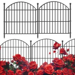 24 In. H X 10 Ft. L No-Dig Garden Fence , 5-Pack Metal Animal Barrier With Arched Design - Rustproof Fencing
