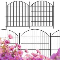 32 In. H X 12 Ft. L No-Dig Garden Fence , 5-Pack Metal Animal Barrier With Arched Design - Rustproof Fencing