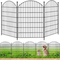40 In. H X 12 Ft. L No-Dig Garden Fence , 5-Pack Metal Animal Barrier With Arched Design - Rustproof Fencing