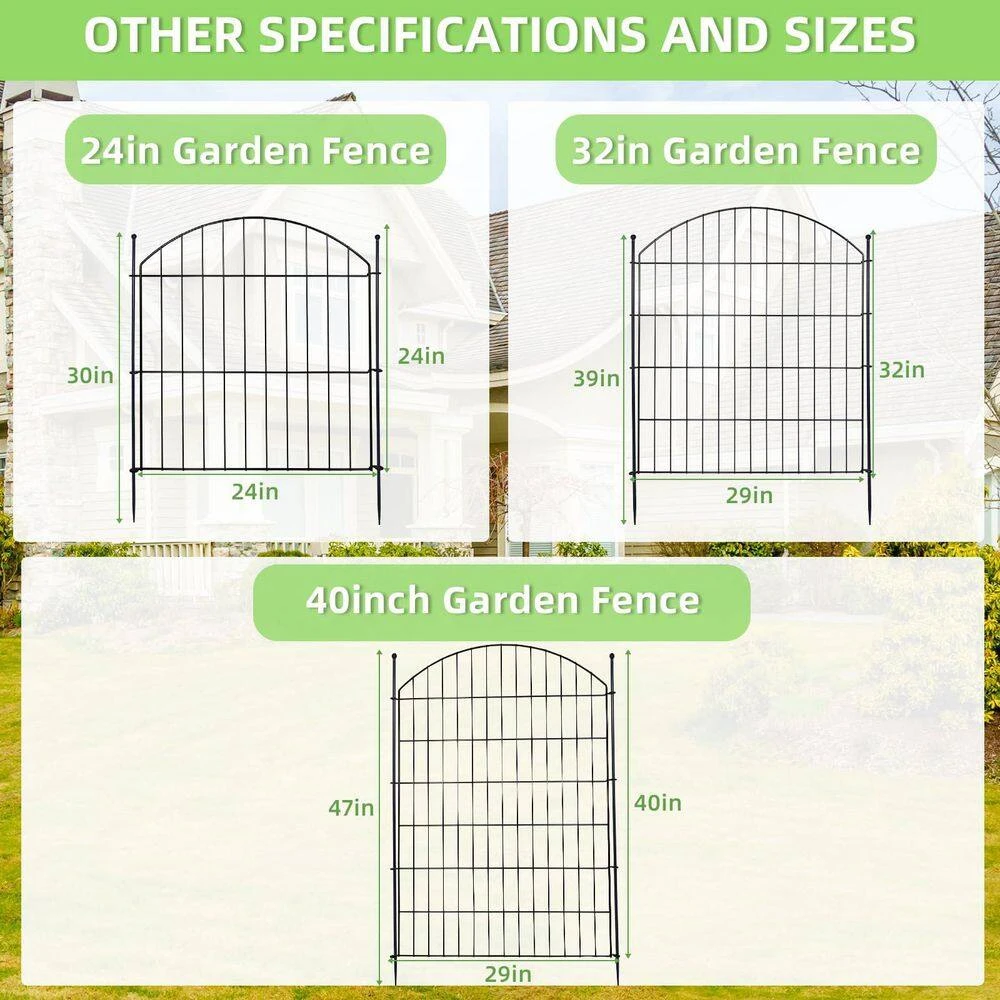 24 In. H X 20 Ft. L No-Dig Garden Fence , 10-Pack Metal Animal Barrier With Arched Design - Rustproof Fencing 9 24 In. H X 20 Ft. L No-Dig Garden Fence , 10-Pack Metal Animal Barrier With Arched Design - Rustproof Fencing - Image 7