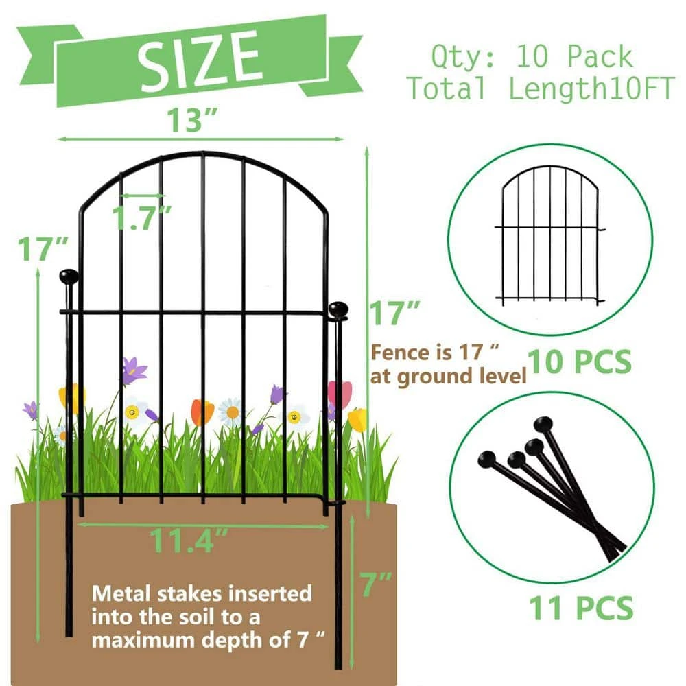 24 In. H X 20 Ft. L No-Dig Garden Fence , 10-Pack Metal Animal Barrier With Arched Design - Rustproof Fencing 4 24 In. H X 20 Ft. L No-Dig Garden Fence , 10-Pack Metal Animal Barrier With Arched Design - Rustproof Fencing - Image 2
