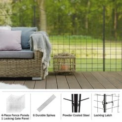 39 In. Tall No Dig Steel Garden Fence Or Dog Fencing With Gate, Black -Dewalt Tools Shop black pure garden garden fencing 50 lg1396 4f 1000