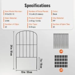 Garden Fence, No Dig Fence Animal Barrier Fence, 24in. (H) X11ft. (L) Decorative Garden Fencing With 2 In. Spike Spacing -Dewalt Tools Shop black skyshalo garden fencing jswl2413incho06vpv0 0921 fa 1000