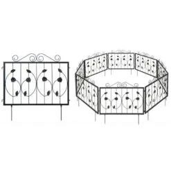 23.5 In. (H) X 15. 3 Ft. (L) Decorative Garden Fence 8-Pack Metal Fencing Animal Barrier