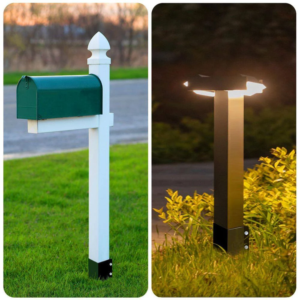 4 In. X 4 In. X 36 In. Metal Fencing Post Anchor For Patio Yard, Black (4-Pack) 8 4 In. X 4 In. X 36 In. Metal Fencing Post Anchor For Patio Yard, Black (4-Pack) - Image 6