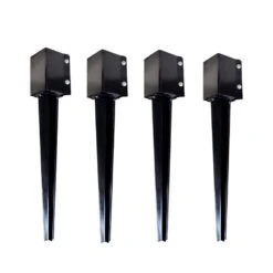 4 In. X 4 In. X 36 In. Metal Fencing Post Anchor For Patio Yard, Black (4-Pack)
