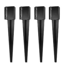 4 In. X 4 In. X 32 In. Metal Fencing End T-Posts Anchor For Patio Yard, Black (4-Pack)