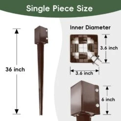4 In. X 4 In. X 36 In. Metal Fencing Post Anchor For Patio Yard, Brown (4-Pack) -Dewalt Tools Shop black t posts u posts 6y2f3g9p 31 1000