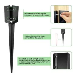 4 In. X 4 In. X 36 In. Metal Fencing End T-Posts Anchor For Patio Yard, Black (4-Pack) -Dewalt Tools Shop black t posts u posts 7u8g6c2m 40 1000