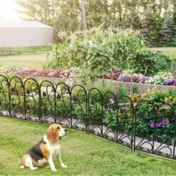 24 In. Metal Garden Fence Decorative Black Fencing Panels For Yard Landscape Patio Lawn Decor (5-Packs) -Dewalt Tools Shop black516 garden fencing zl516 bk 1f 1000