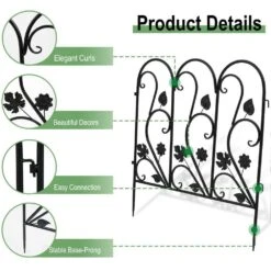 24 In. Metal Garden Fence Decorative Black Fencing Panels For Yard Landscape Patio Lawn Decor (5-Packs) -Dewalt Tools Shop black516 garden fencing zl516 bk fa 1000