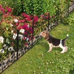 26 In. Metal Garden Fence Decorative Black Fencing Panels For Yard Landscape Patio Lawn Decor (5-Packs) -Dewalt Tools Shop black518 garden fencing zl518 44 1000