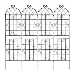 4-Pack 19.7 In. W X 86.7 In. H Black Metal Garden Trellis Garden Fencing For Climbing Plants Outdoor Patio Plant Trellis