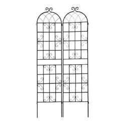 19.7 In. W X 86.7 In. H 2-Pack Black Metal Garden Trellis Garden Fencing For Climbing Plants Outdoor Patio Plant Trellis