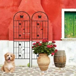 71 In. Metal Butterfly Decorative Garden Trellis, Rustproof Garden Fencing For Climbing Plants, Black (2-Pack) -Dewalt Tools Shop blacks garden trellises w1586p266745yf 1f 1000