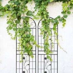 71 In. Metal Butterfly Decorative Garden Trellis, Rustproof Garden Fencing For Climbing Plants, Black (2-Pack) -Dewalt Tools Shop blacks garden trellises w1586p266745yf 44 1000