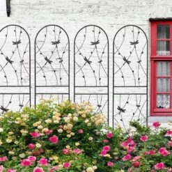 4 Pack 71 In. X 19.7 In. Metal Garden Trellis, Garden Fencing For Climbing Plants, Dragonfly Decorative Flower Trellis
