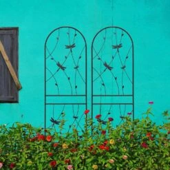 2 Pack 71 In. Iron Garden Trellis Garden Fencing For Climbing Plants, Dragonfly Decorative Plant Trellis, Black -Dewalt Tools Shop blacks garden trellises w1586p266866yf 44 1000