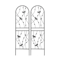 2 Pack 71 In. Iron Garden Trellis Garden Fencing For Climbing Plants, Dragonfly Decorative Plant Trellis, Black -Dewalt Tools Shop blacks garden trellises w1586p266866yf fa 1000