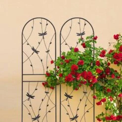4 Pack 86.7 In. Metal Dragonfly Decor Garden Trellis, Garden Fencing For Climbing Plants, Flower Support Trellis -Dewalt Tools Shop blacks garden trellises w1586p268047yf 1f 1000