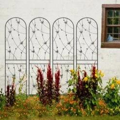 86.7 In. Butterfly Deco Metal Garden Trellis Outdoor Garden Fencing Plant Support Trellis, Garden Arch Trellis, 4 Pack