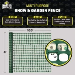 4 Ft. H X 100 Ft. W Green Plastic Safety Garden Netting Above Ground Barrier Snow Fence Temporary Fencing (Pack Of 2) -Dewalt Tools Shop boen snow fencing sf 41012 4f 1000