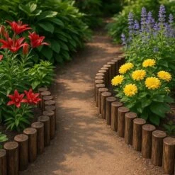 Natural Wooden Log Garden Fence 6.9 In. H Decorative Edging For Flower Bed And Landscape Fencing 1.9 In Dia 2 Pack -Dewalt Tools Shop brown justincity garden fencing 225ph03328d 44 1000