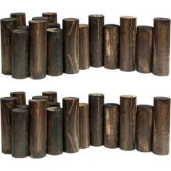 Natural Wooden Log Garden Fence 6.9 In. H Decorative Edging For Flower Bed And Landscape Fencing 1.9 In Dia 2 Pack
