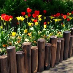 Natural Wooden Log Garden Fence 6.9 In. H Decorative Edging For Flower Bed And Landscape Fencing 1.9 In Dia 2 Pack -Dewalt Tools Shop brown justincity garden fencing 225ph03328d fa 1000