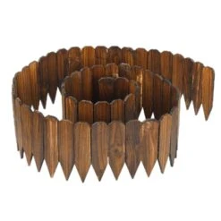 6.6 Ft. L X 12 In. W Rustic Pine Wood Garden Fence, No Fading Planter Fencing For Yard, Garden And Pathway, Brown